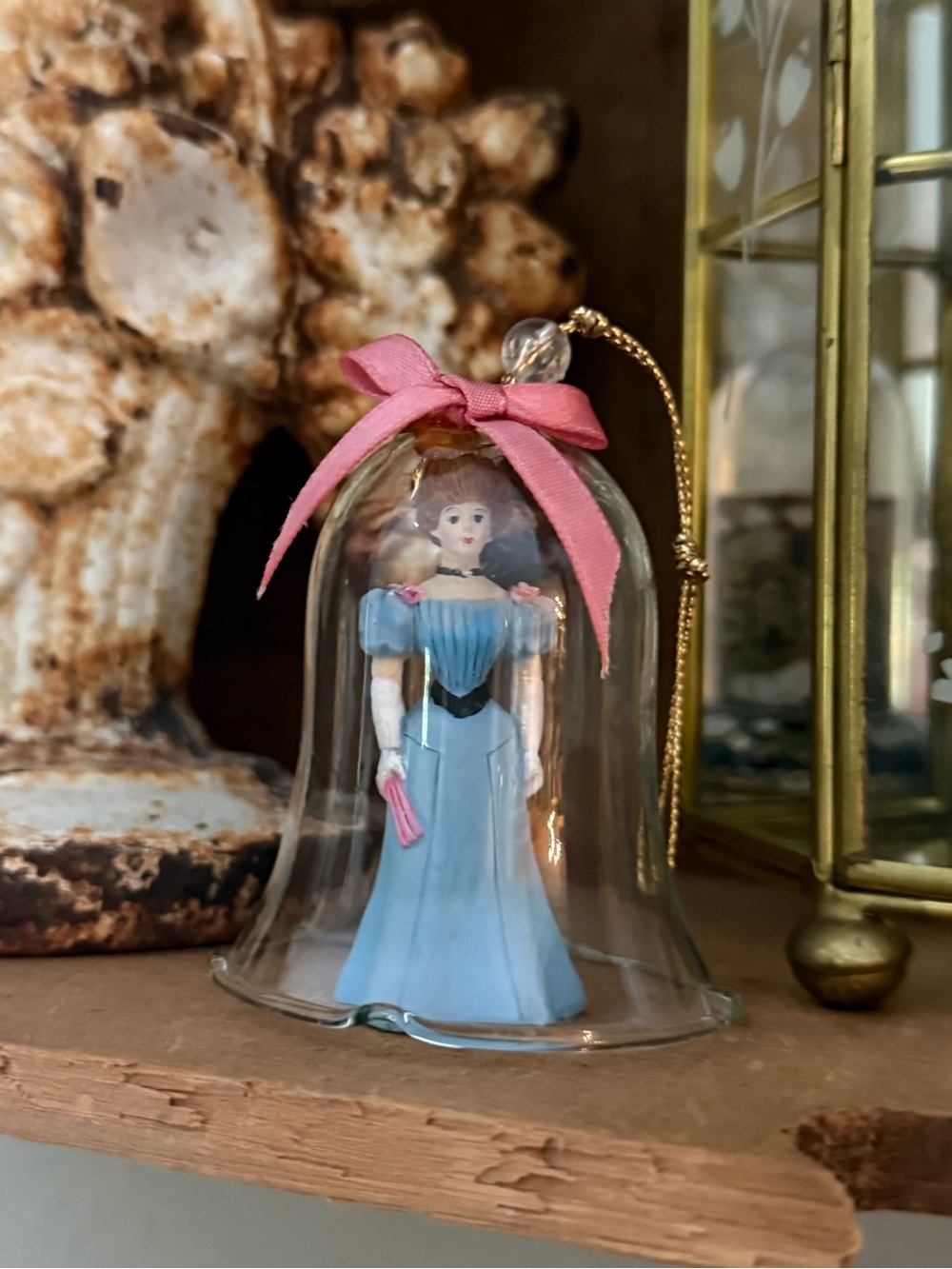Vintage Glass Belle Ornament with Woman Figurine